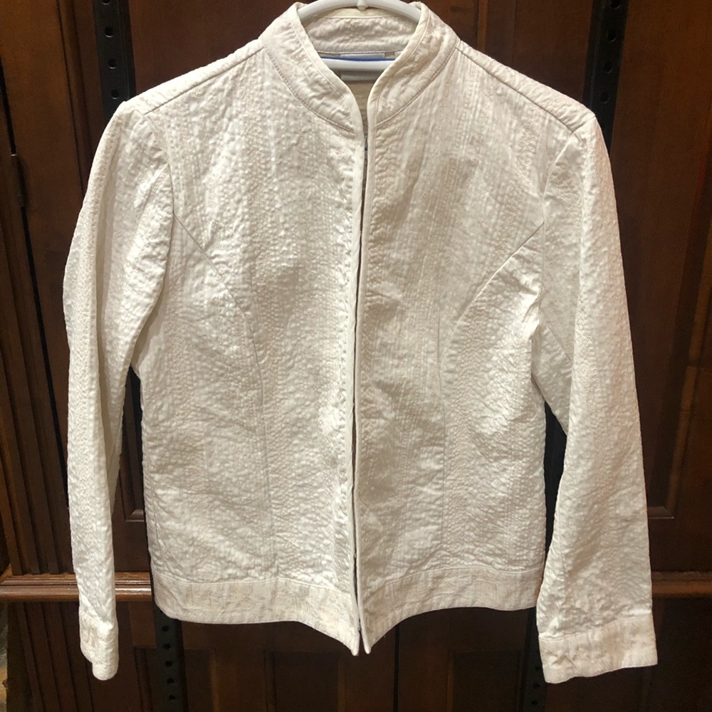 Chico's White Embroidered Jacket, Size 1